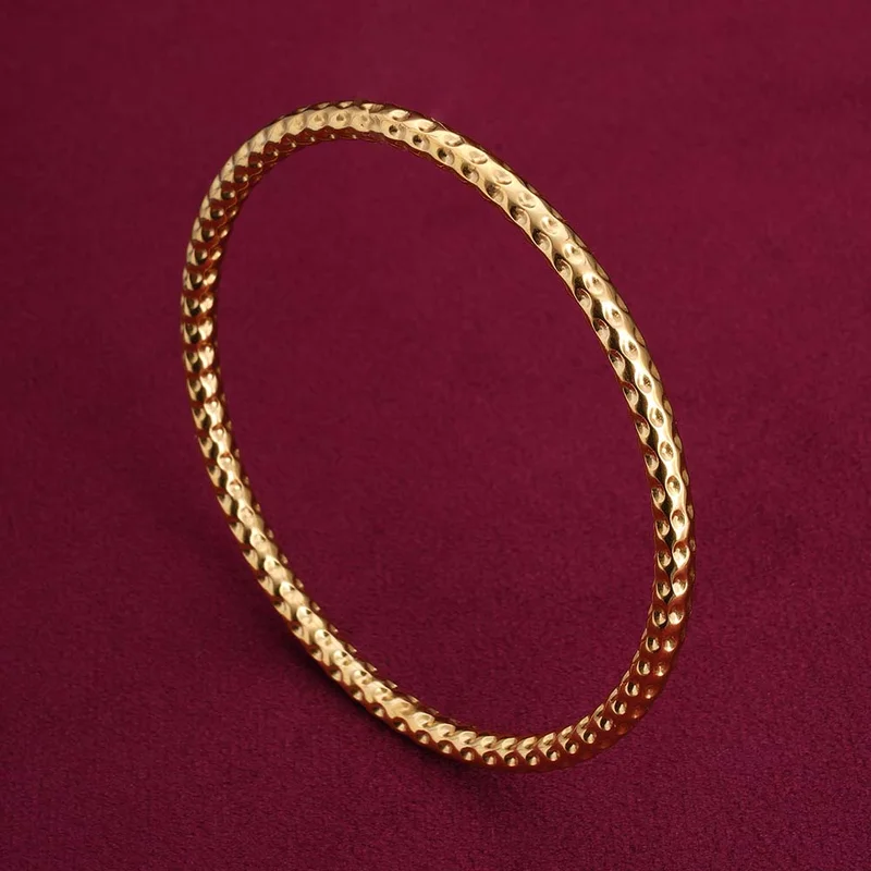 Palmonas PALMONAS Gold Plated Circle Hammered Buddhist Bangle Bracelet for Women | 18K Gold Plated, Waterproof & Anti-Tarnish